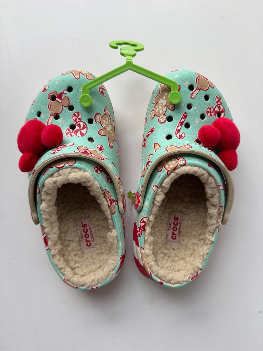 CROCS Disney Parks  Gingerbread and Candy Cane Kids Holiday Print Fleece-Lined